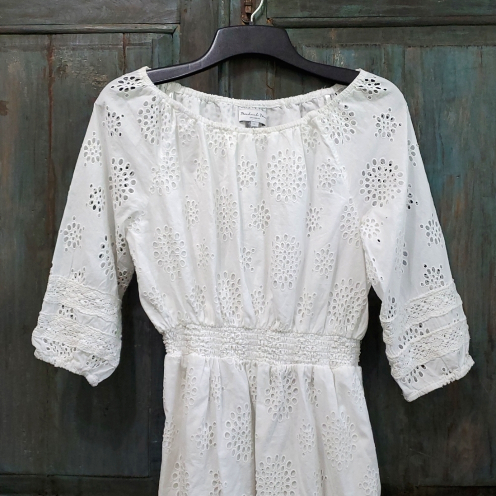 MICHAEL STARS Alessandra Off-Shoulder Eyelet Dress, Size Large, NWOT - Picture 5 of 12